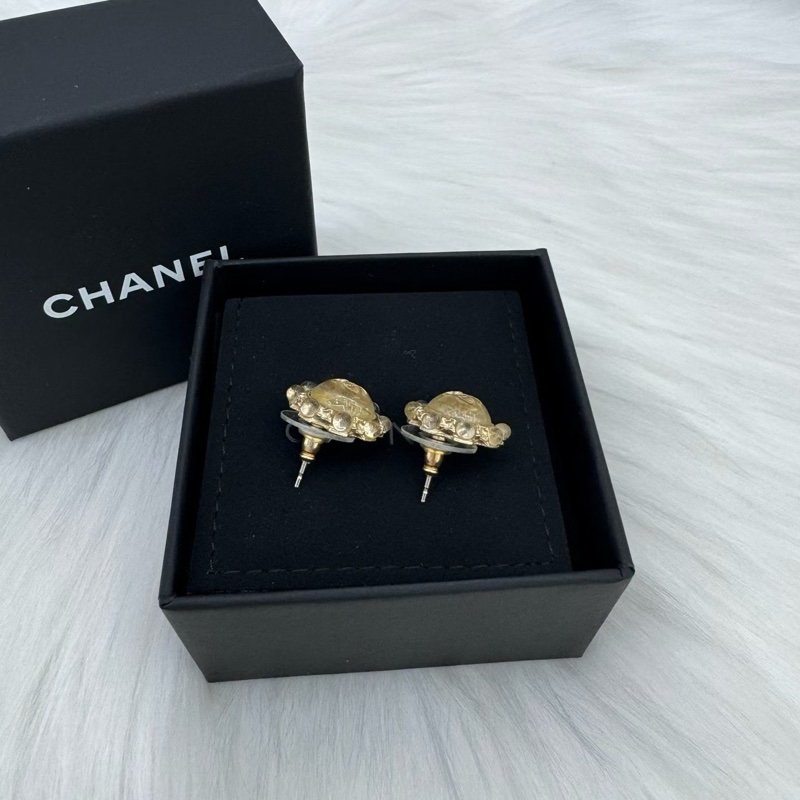 98新香奈兒Chanel雙C珍珠水鑽耳釘 附件：盒-1