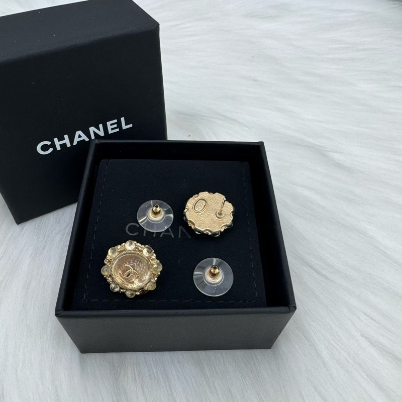 98新香奈兒Chanel雙C珍珠水鑽耳釘 附件：盒-2