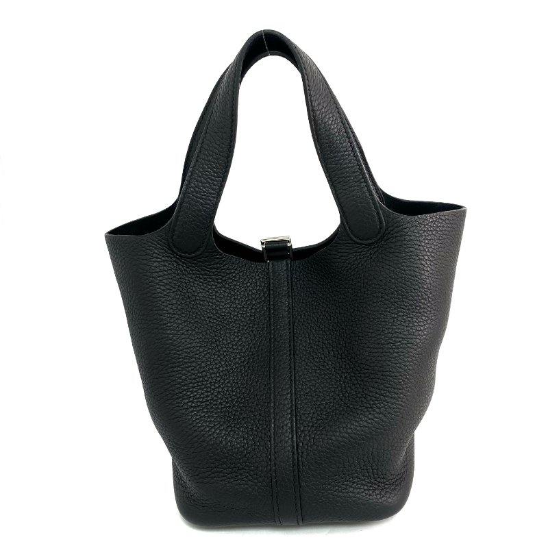△ Hermes 愛馬仕 89 Noir Clemence Calfskin Palladium Plated Metal Picotin 18 Hand Bag Stamp D 黑色粒紋小牛皮鍍鈀金屬手袋D刻 - 267005785-2