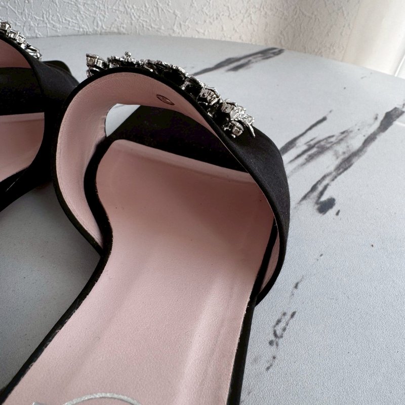 😍超級美還好穿😍RV 黑色方形亮鑽低跟涼鞋37.5-4