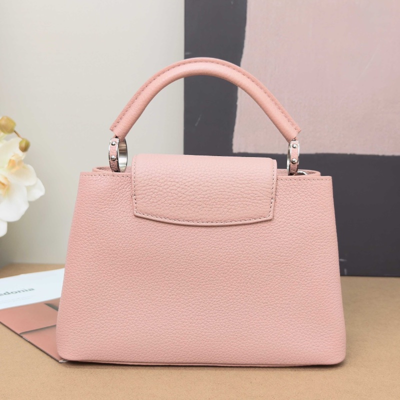 LV CapucinesBB粉色花卉裝飾 牛皮手提肩背包27*17.5*9 99新配件塵袋-7