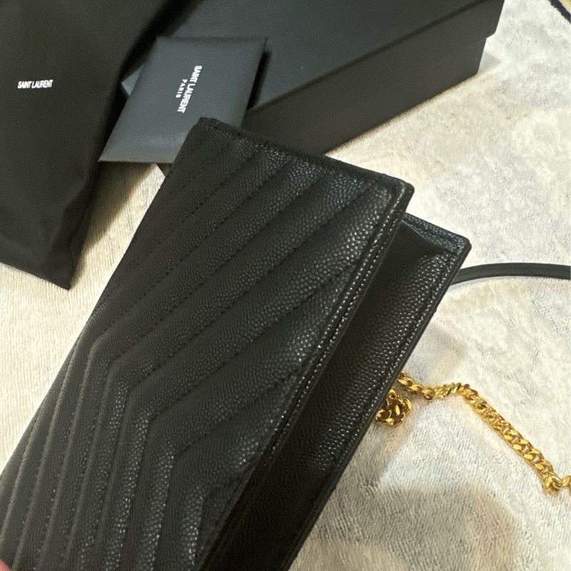 YSL 聖羅蘭 YAL小款19CM WOC 魚子醬皮革金色-7