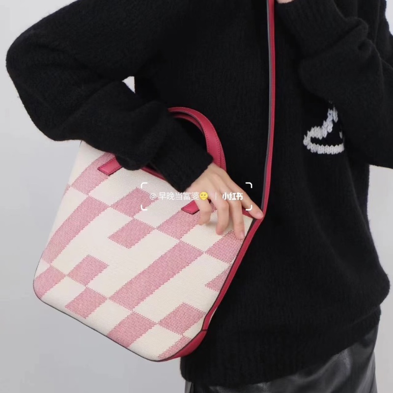 Hermes Cabas biais27 玫紅色拼米色 帆布拼皮27*24*8.5  99新配件塵袋 購證-0