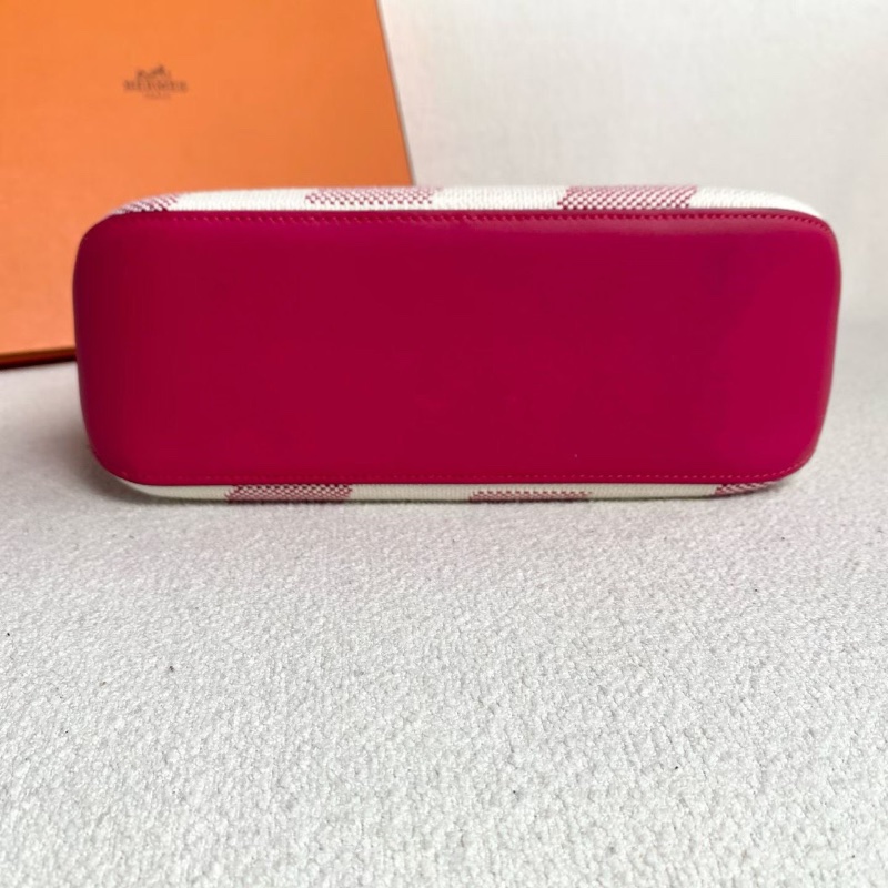 Hermes Cabas biais27 玫紅色拼米色 帆布拼皮27*24*8.5 99新配件塵袋 購證-5