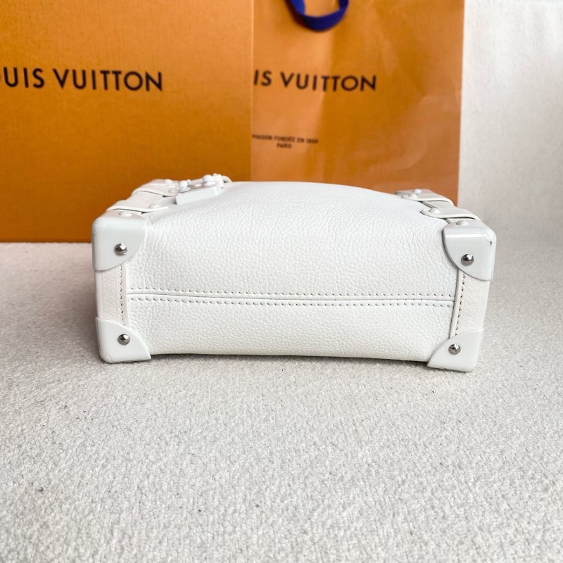 LV Side trunk谷愛凌軟盒子小號 芯片款 白色牛皮19*12*7 99新配件盒子 購證 塵袋-4