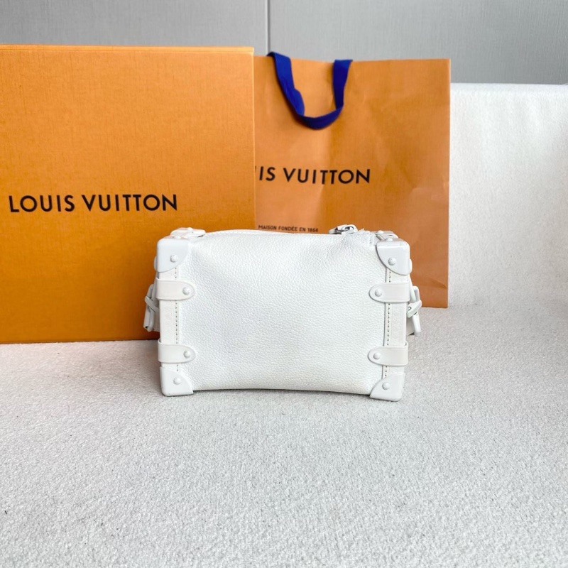 LV Side trunk谷愛凌軟盒子小號 芯片款 白色牛皮19*12*7 99新配件盒子 購證 塵袋-7