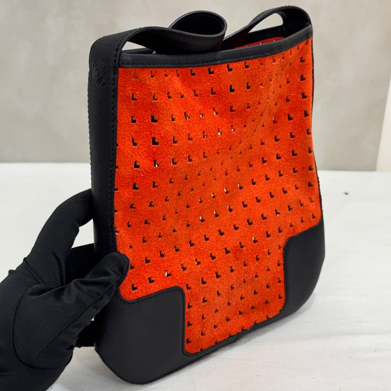 Loewe 羅意威 Anagram 麂皮單肩包 中古 二手 vintage-8