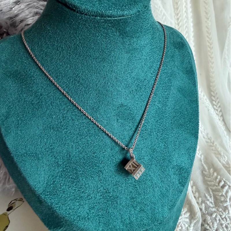 蒂芙尼純銀 頸鏈 項鏈 羅馬數字 立體方塊 Tiffany & Co. Tiffany & Co. Atlas cube pendant necklace in sterling silver純銀項鍊 925-0