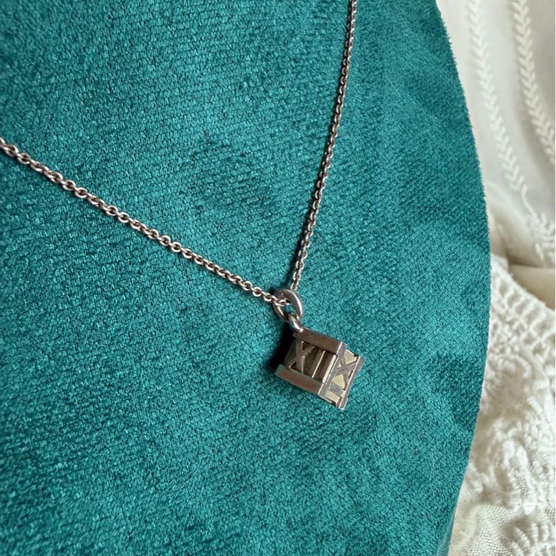 蒂芙尼純銀 頸鏈 項鏈 羅馬數字 立體方塊 Tiffany & Co. Tiffany & Co. Atlas cube pendant necklace in sterling silver純銀項鍊 925-11