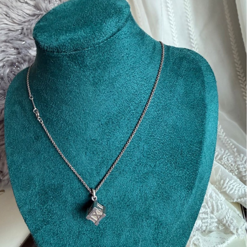 蒂芙尼純銀 頸鏈 項鏈 羅馬數字 立體方塊 Tiffany & Co. Tiffany & Co. Atlas cube pendant necklace in sterling silver純銀項鍊 925-13