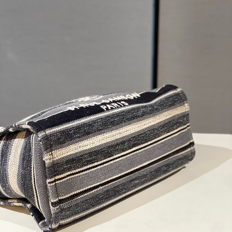 Chanel香奈兒條紋 灰色沙灘包小號 26開。-4