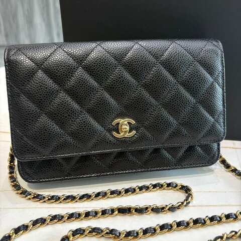 *SHIHNA名牌精品* CHANEL 黑金 書包釦 WOC鏈包