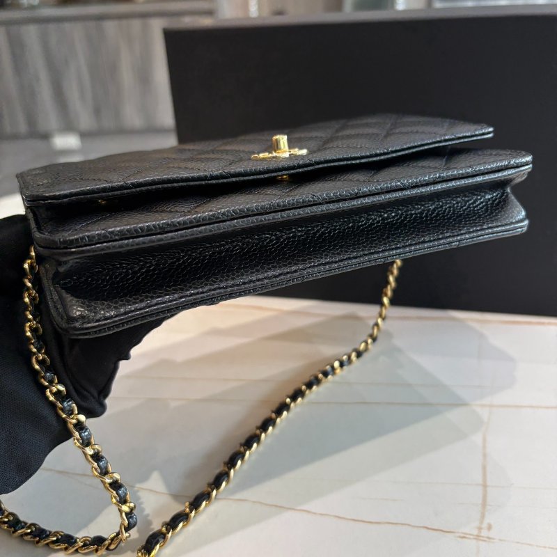 *SHIHNA名牌精品* CHANEL 黑金 書包釦 WOC鏈包-9