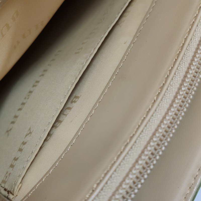 Burberry牛皮尼龍布拼色手提包-7