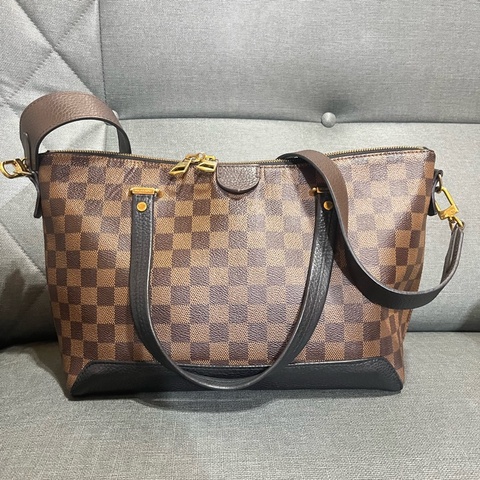 LOUIS VUITTON LV 路易威登 棕色 棋盤格 塗層帆布 Hyde Park 兩用包