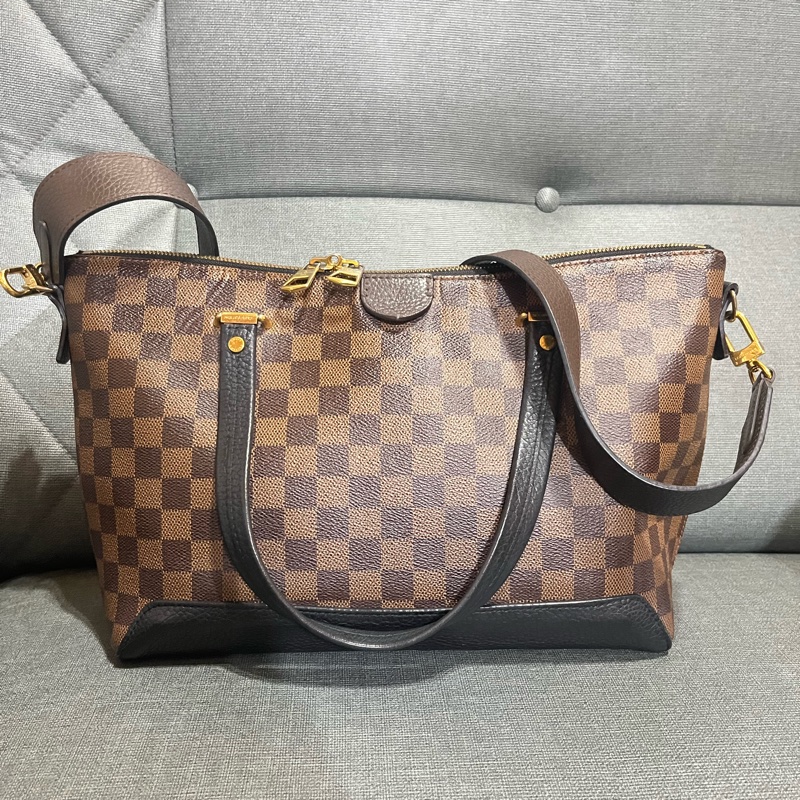 LOUIS VUITTON LV 路易威登 棕色 棋盤格 塗層帆布 Hyde Park 兩用包-0