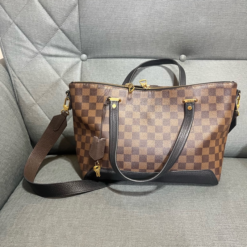 LOUIS VUITTON LV 路易威登 棕色 棋盤格 塗層帆布 Hyde Park 兩用包-1