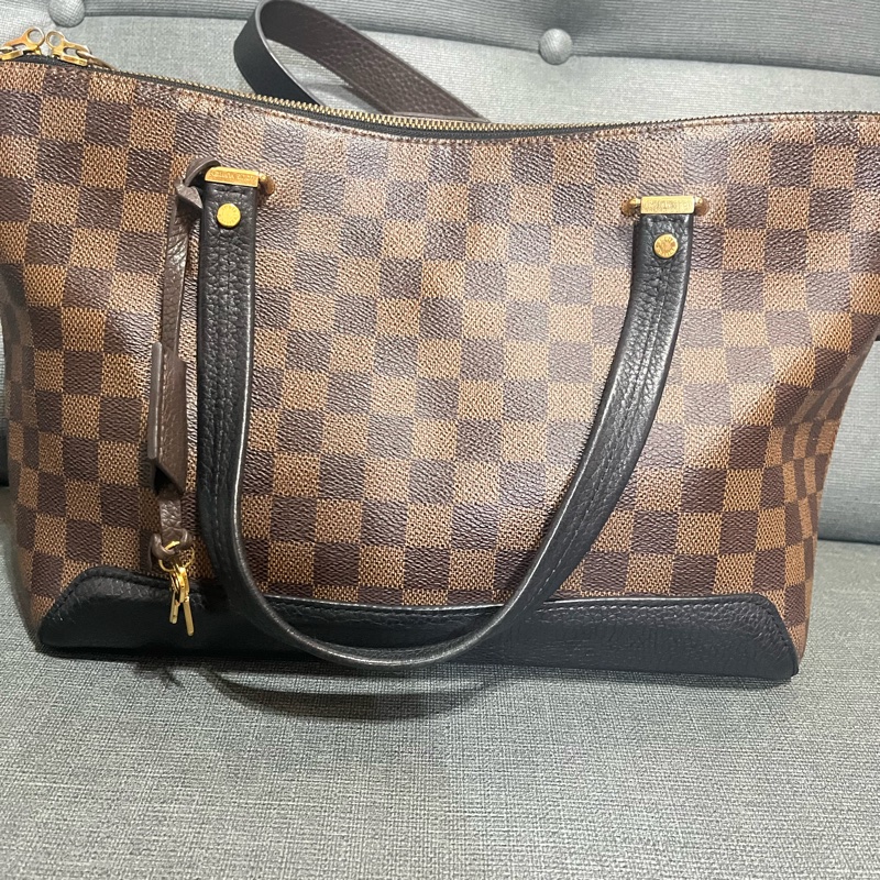 LOUIS VUITTON LV 路易威登 棕色 棋盤格 塗層帆布 Hyde Park 兩用包-3
