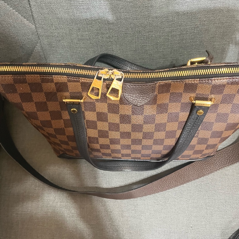 LOUIS VUITTON LV 路易威登 棕色 棋盤格 塗層帆布 Hyde Park 兩用包-4