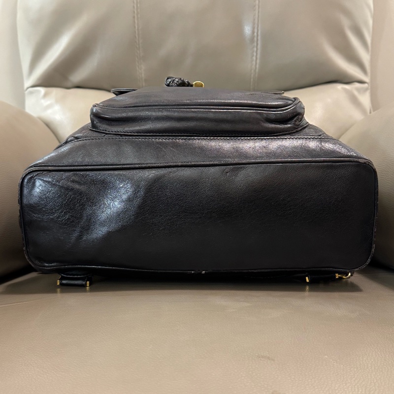 chanel 香奈兒中古黑金牛皮菱格雙扣 duma 雙肩包號-20