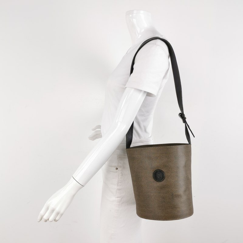 Fendi牛皮拼色雙F圓標logo單肩包斜挎包-1