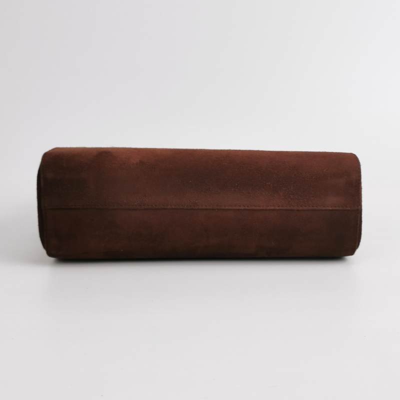 Prada翻毛皮純色字母Logo中古手提包-5