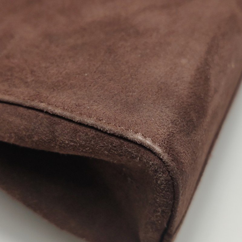 Prada翻毛皮純色字母Logo中古手提包-13