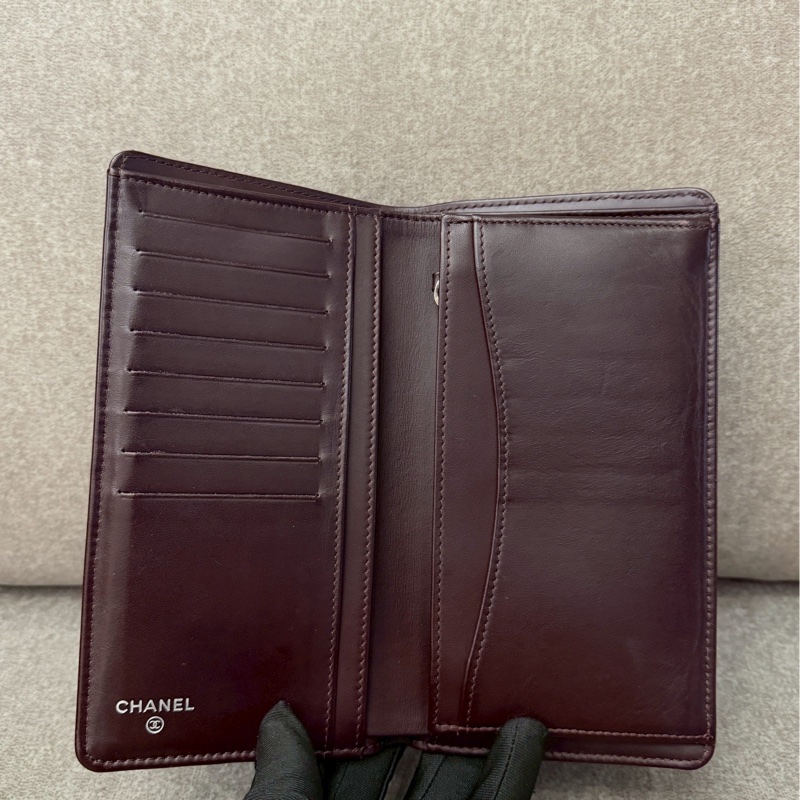 香奈兒黑銀荔枝皮長夾-2