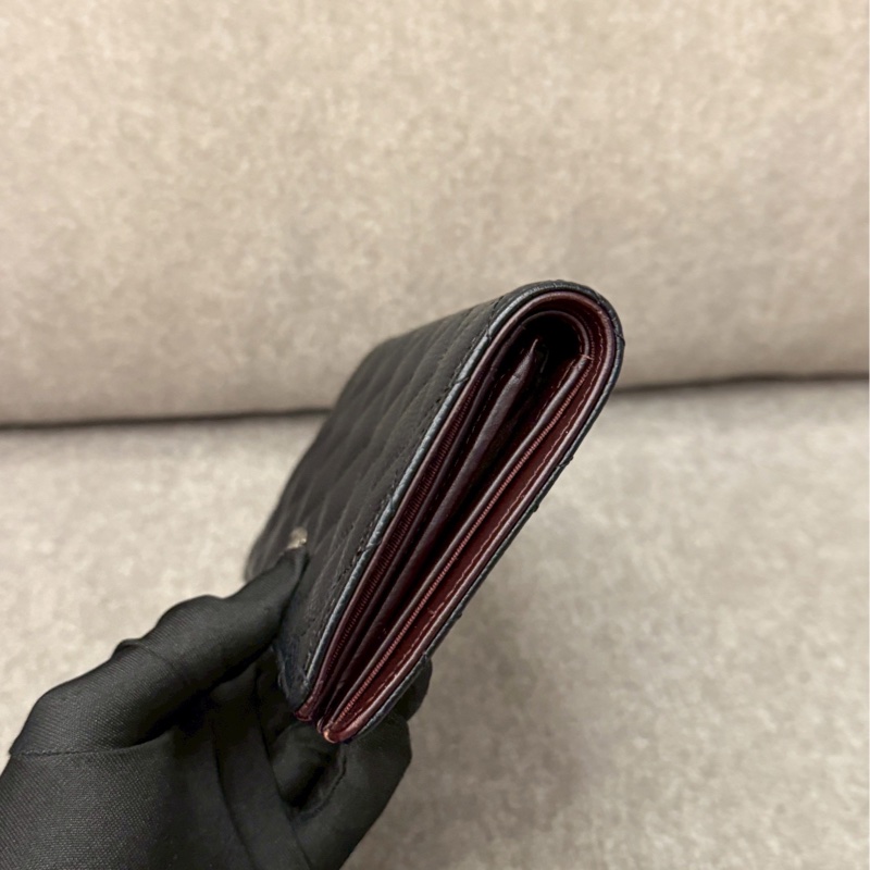 香奈兒黑銀荔枝皮長夾-5