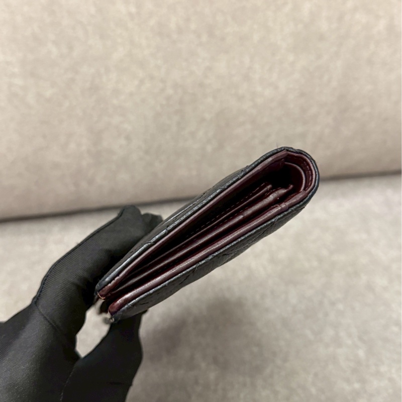 香奈兒黑銀荔枝皮長夾-6