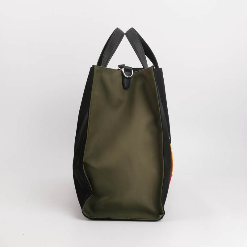 Fendi牛皮尼龍布拼色字母Logo斜挎包單肩包-3