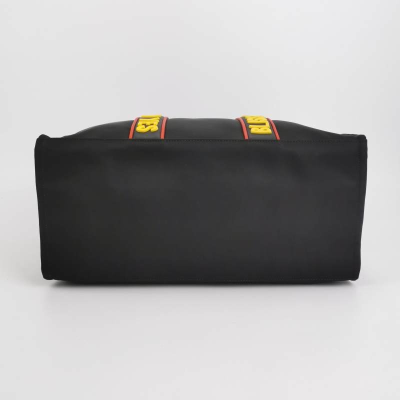 Fendi牛皮尼龍布拼色字母Logo斜挎包單肩包-5