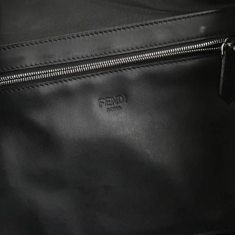 Fendi牛皮尼龍布拼色字母Logo斜挎包單肩包-7