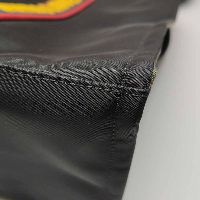 Fendi牛皮尼龍布拼色字母Logo斜挎包單肩包-17