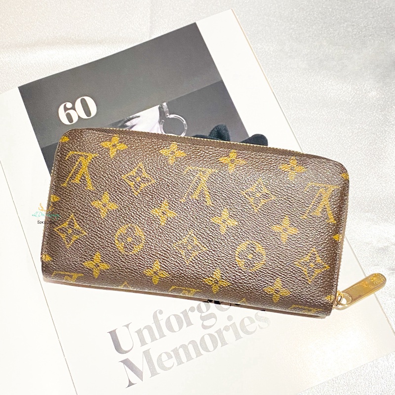 LV 咖啡老花 字紋 八卡 零錢袋 ㄇ式 拉鍊長夾-2