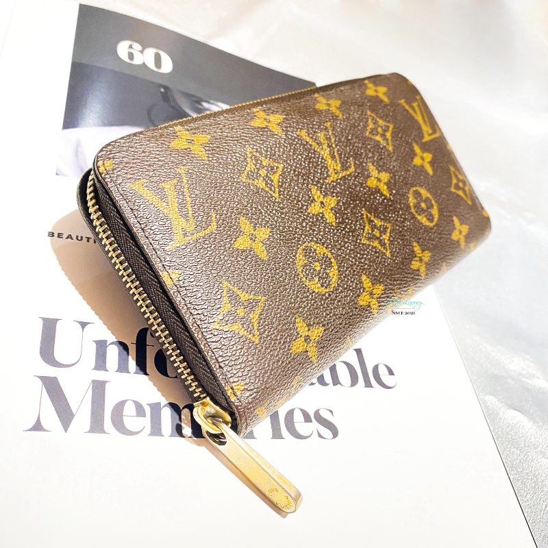 LV 咖啡老花 字紋 八卡 零錢袋 ㄇ式 拉鍊長夾-3