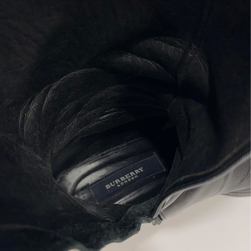 BURBERRY 黑色格紋羊皮高筒靴-8