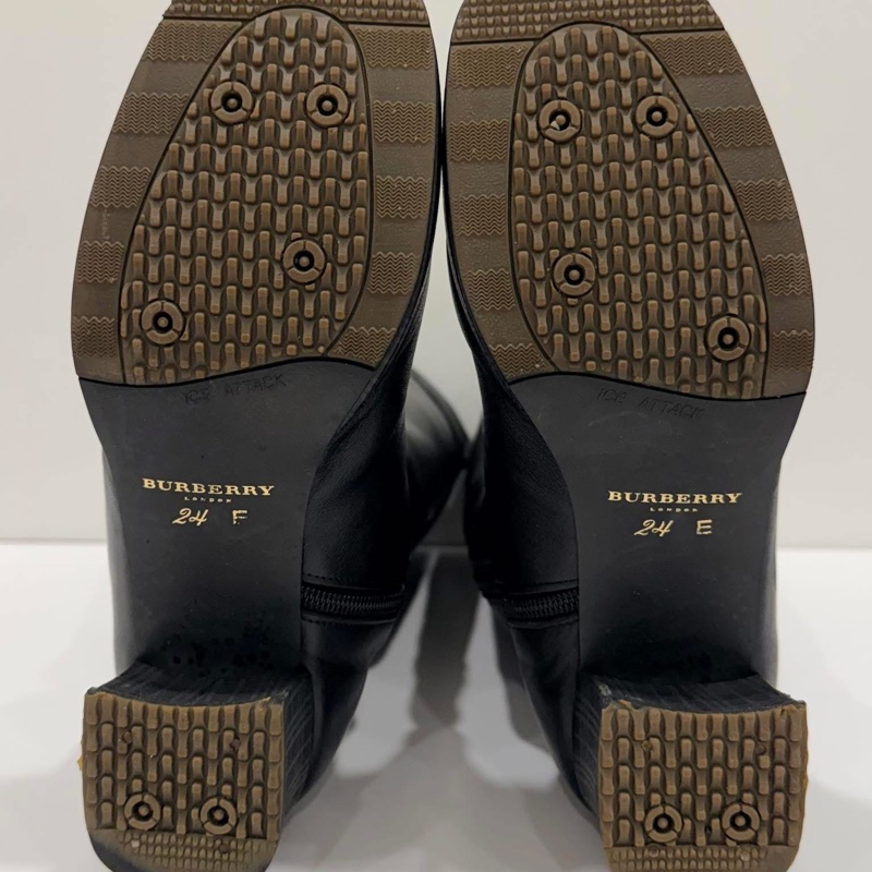 BURBERRY 黑色格紋羊皮高筒靴-9