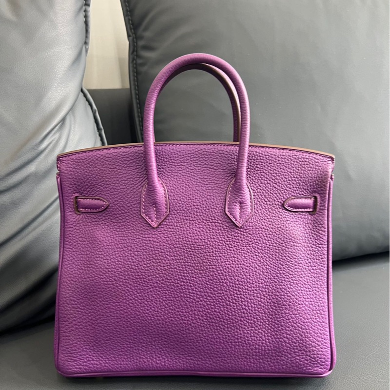 Hermès愛馬仕Birkin25 海葵紫金扣 Togo皮 框R刻 連鎖具-1