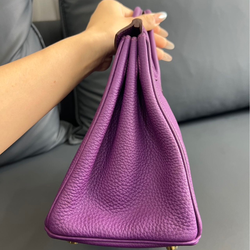 Hermès愛馬仕Birkin25 海葵紫金扣 Togo皮 框R刻 連鎖具-2