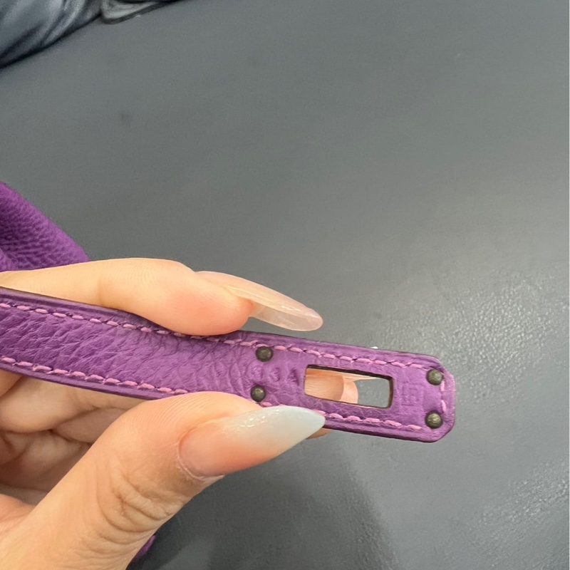 Hermès愛馬仕Birkin25 海葵紫金扣 Togo皮 框R刻 連鎖具-8