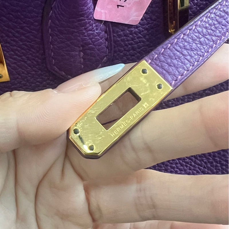 Hermès愛馬仕Birkin25 海葵紫金扣 Togo皮 框R刻 連鎖具-13