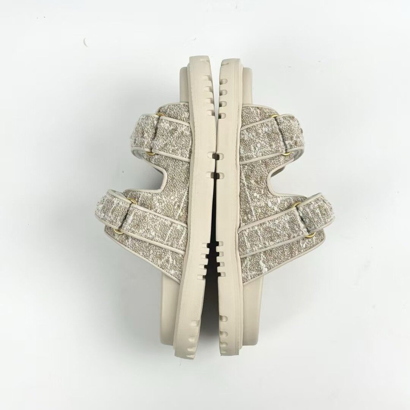 Dior迪奧 新款米白色粗花呢金標拖鞋 37碼 成色很好 無附件-2