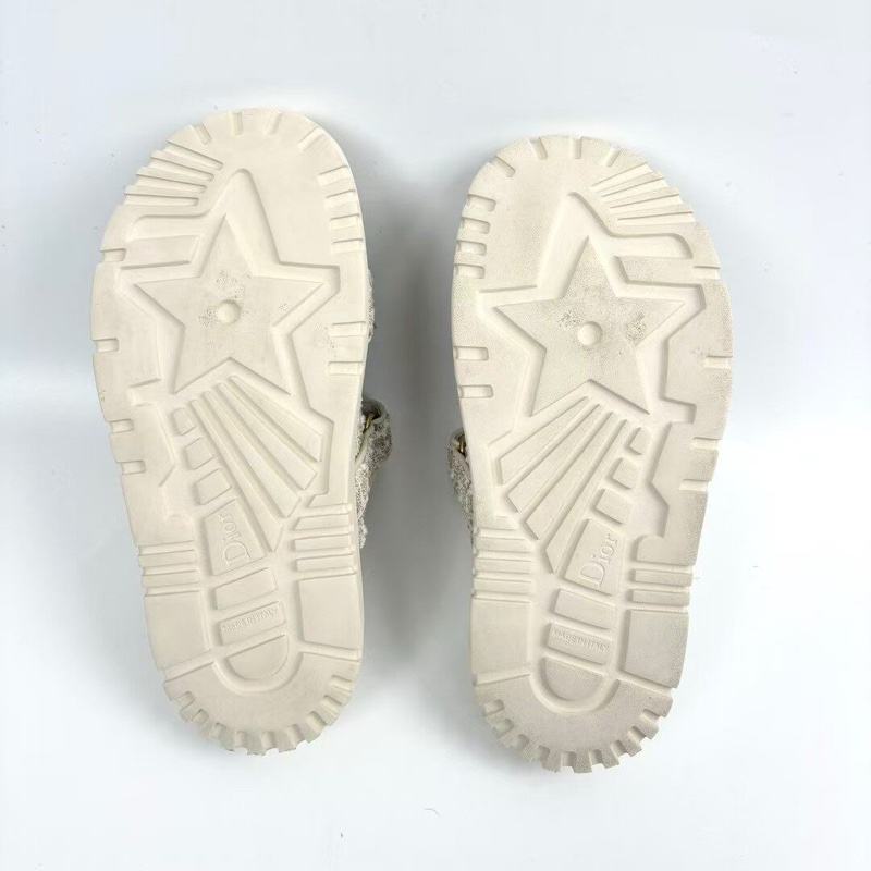 Dior迪奧 新款米白色粗花呢金標拖鞋 37碼 成色很好 無附件-7