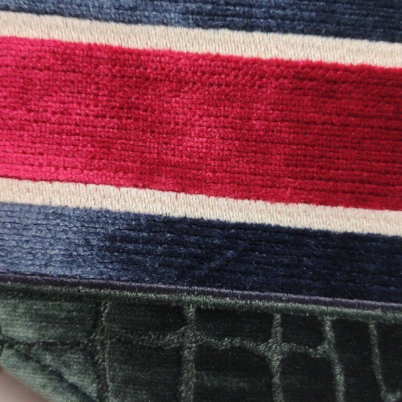 Dior Saddle馬鞍包絨布拼色條紋字母Logo鱷魚紋馬鞍造型單肩包-11