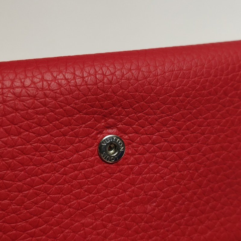 Louis Vuitton(LV)Capucines迷你牛皮純色金屬搭扣錢包-12