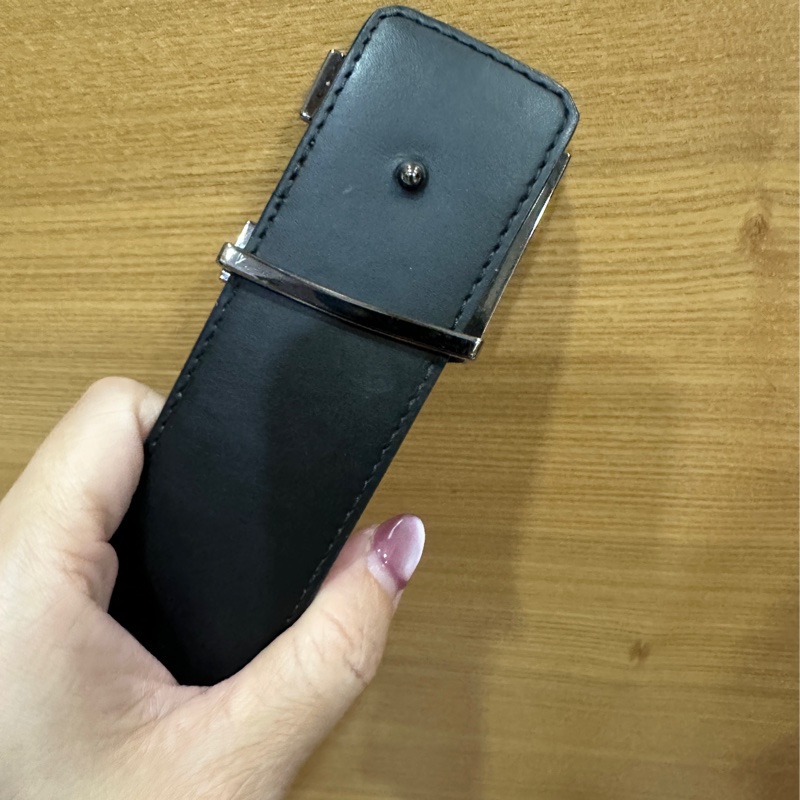 Lv 黑灰原花雙面皮帶 M9043V-2