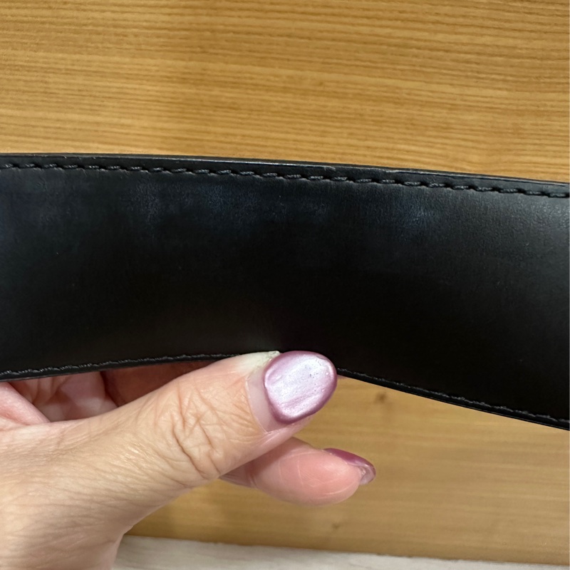 Lv 黑灰原花雙面皮帶 M9043V-7