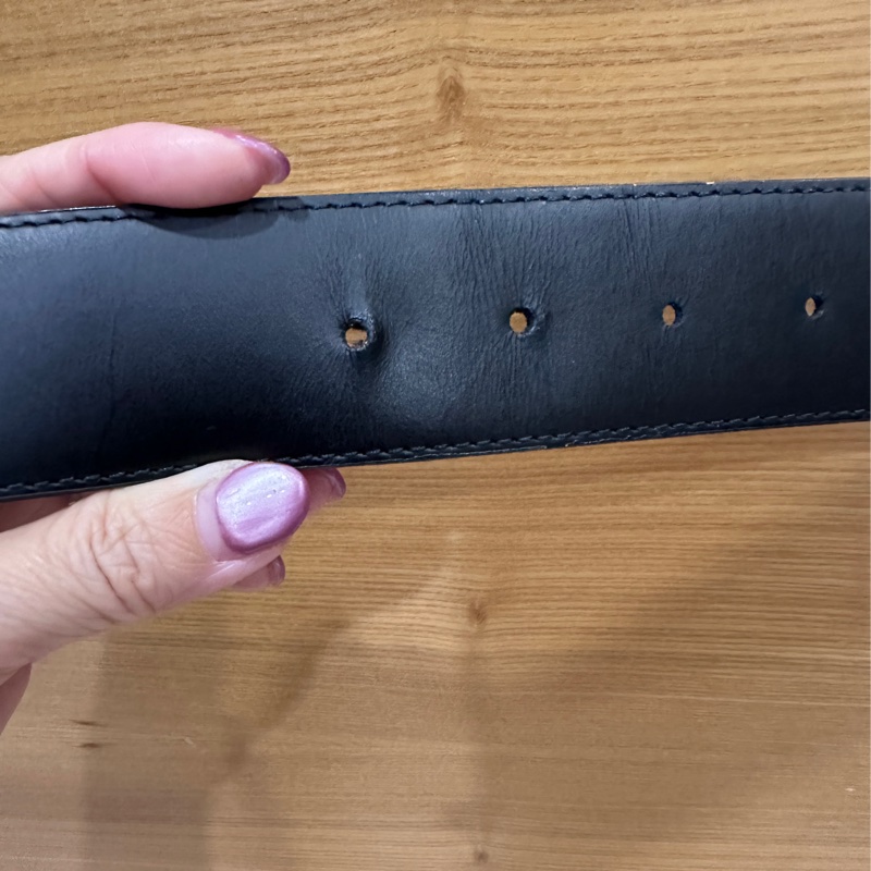 Lv 黑灰原花雙面皮帶 M9043V-8