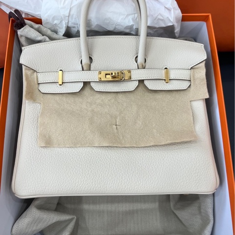 Hermès愛馬仕 Birkin25 10 奶昔白 Togo 玫瑰金扣 手提包 奶昔白 K刻 帶購證（25年12月票）